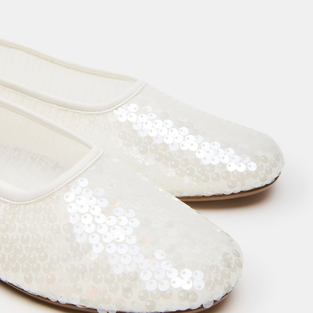 Steve Madden White Sequin Ballet Flats - Picture 2 of 12